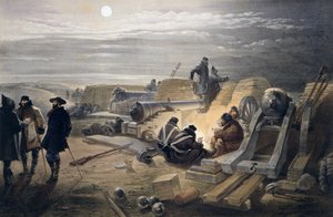 バッテリーの静かな夜、「東の戦争の席」からのプレート、Colnaghi and Co.、1856年発行